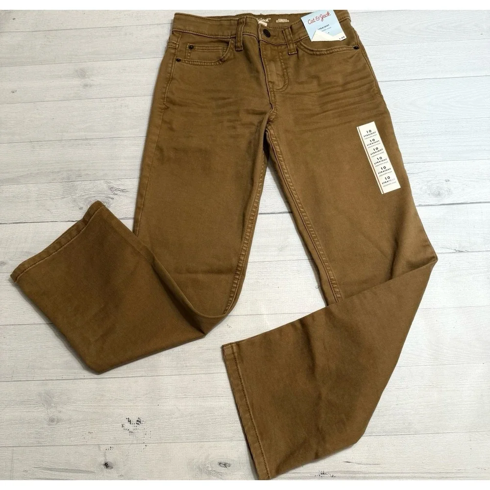 Cat & Jack boys Khaki straight adjustable waist pants size 10 NEW